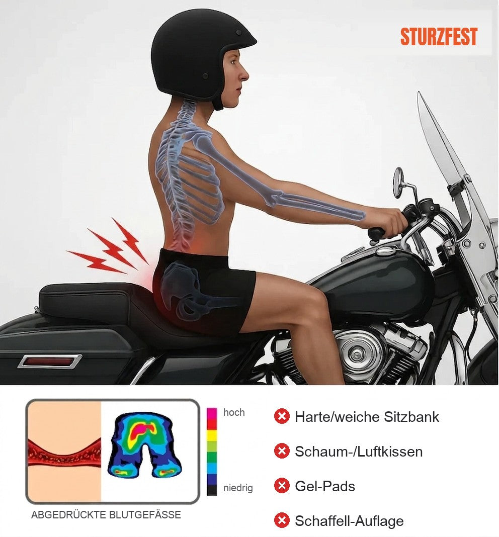 Druckpunkte beim Sitzen auf der Motorradsitzbank